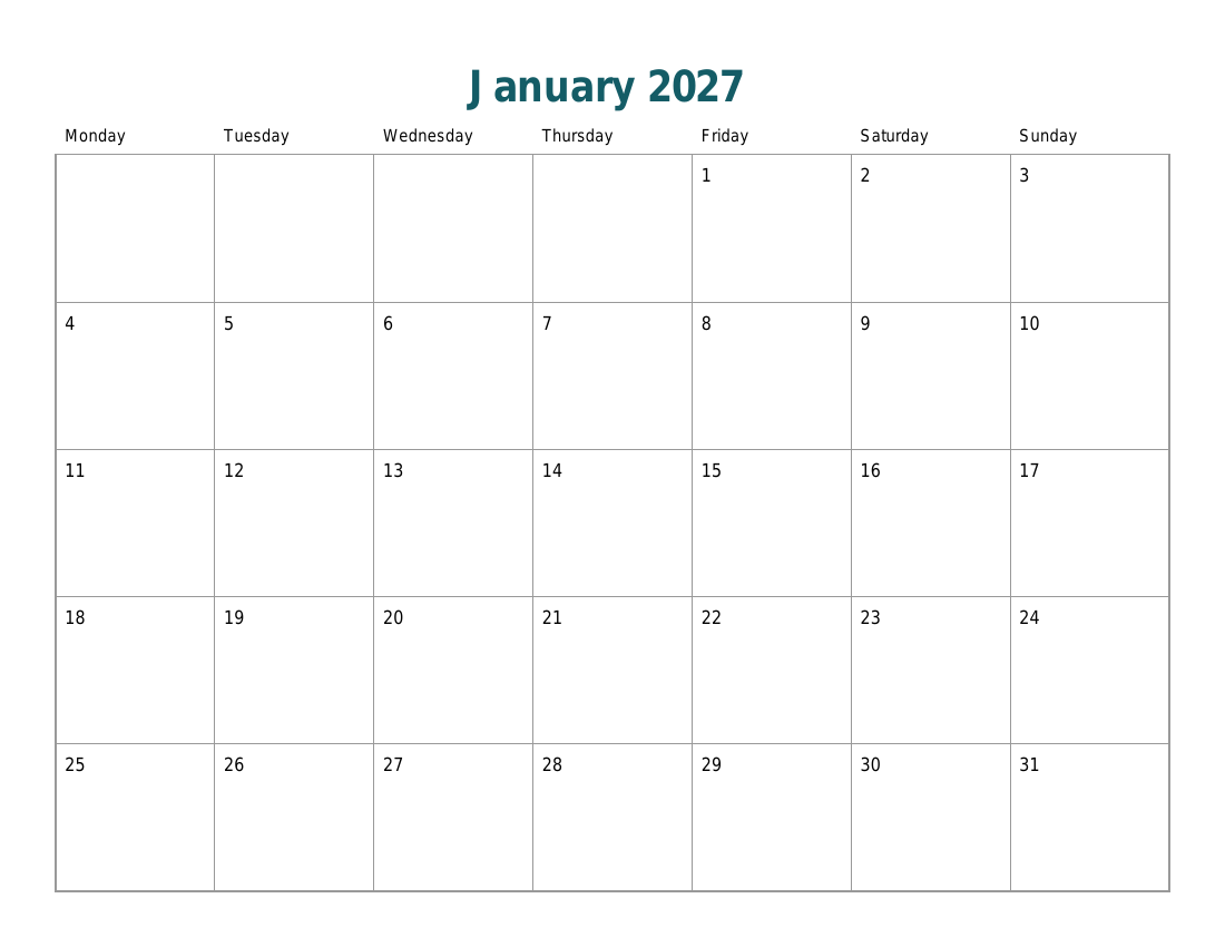 Preview of a free page: 2027 and 2028 Printable Calendar