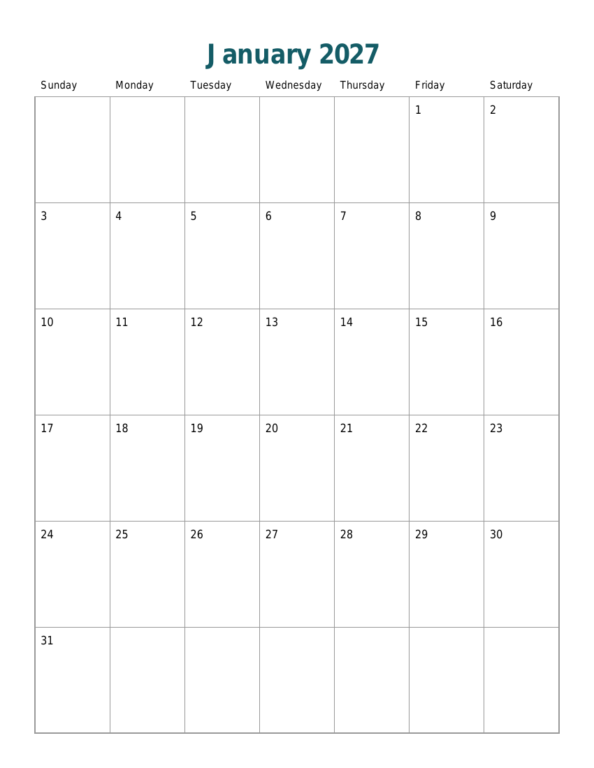 Preview of a free page: 2027 Weekly Planner